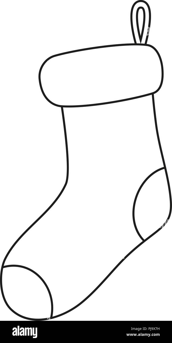 Les dessins au trait noir et blanc chaussette de Noël Image Vectorielle  Stock - Alamy