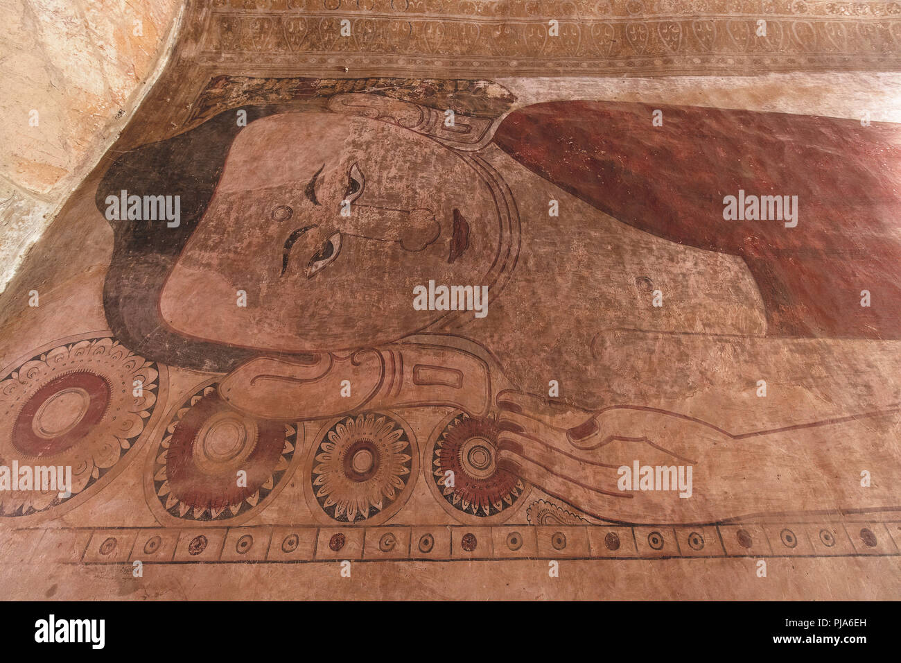 Fresques bouddhistes antiques à l'intérieur du temple Sulamani. Bagan, Myanmar (Birmanie). Banque D'Images