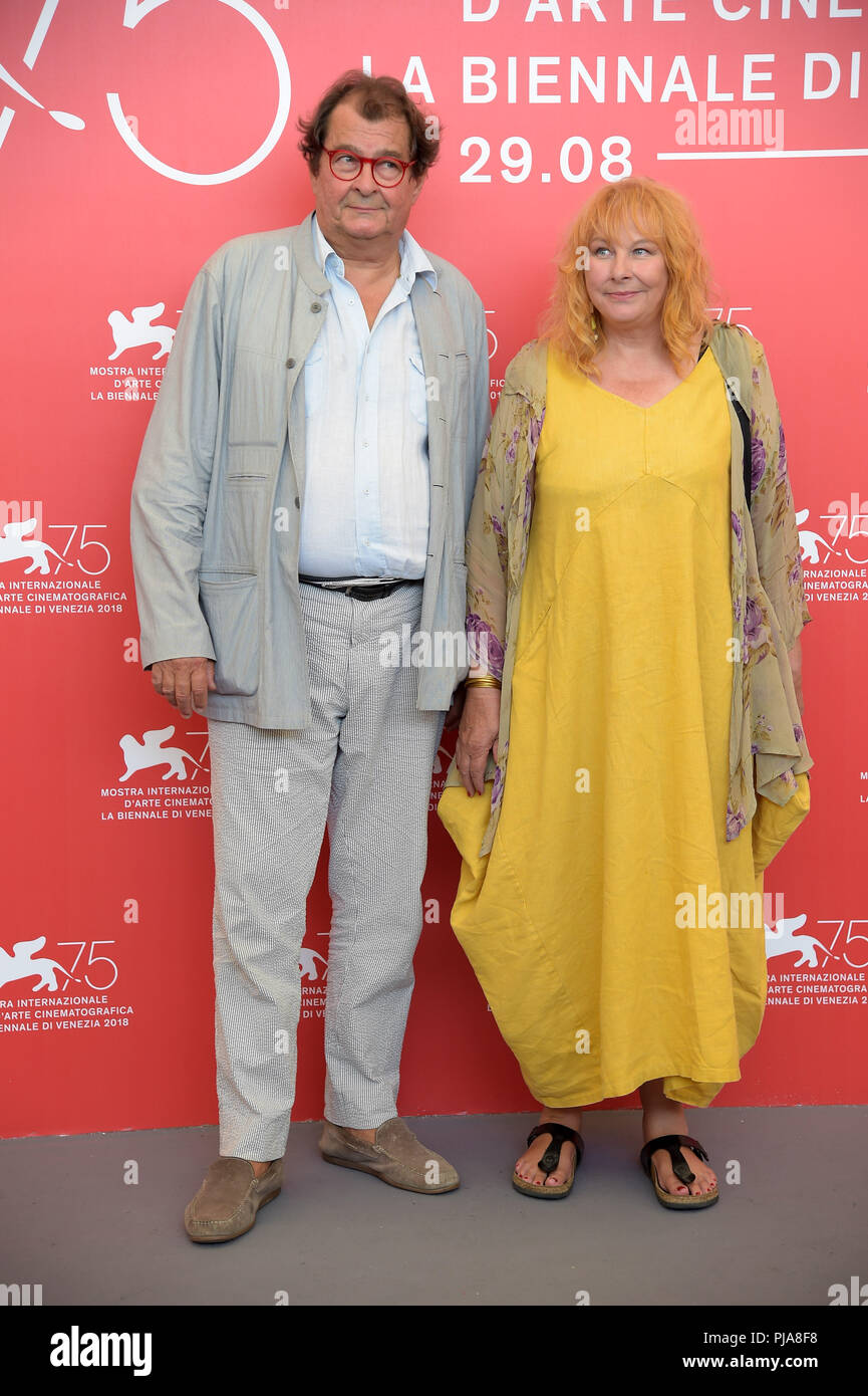 Venise, Italie. 05 Sep, 2018. 75e Festival du Film de Venise, une séance de film 'Les estivants '. Sur la photo : Yolande Moreau, Bruno Raffaelli : Crédit Photo Agency indépendante/Alamy Live News Banque D'Images