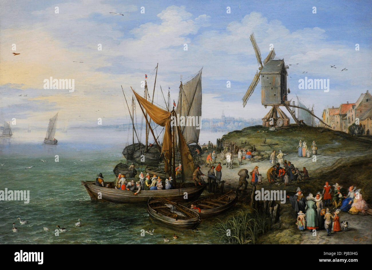Jan Brueghel l'ancien (1568-1625). Peintre flamand. L'usine par l'Embarcadère, 1613. Musée Wallraf-Richartz. Cologne. L'Allemagne. Banque D'Images