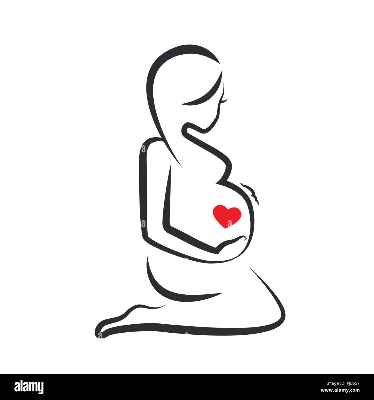 Beau linéaire de dessin femme enceinte vector illustration Illustration de Vecteur
