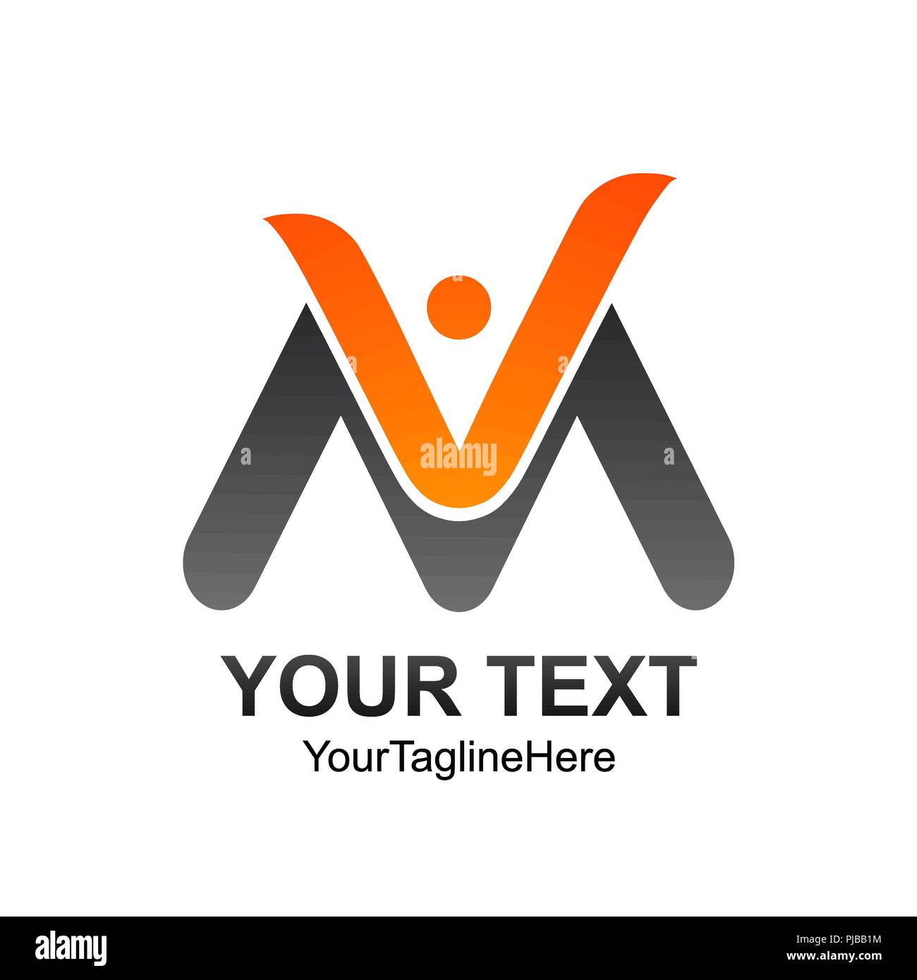Lettre initiale logo couleur modèle VM orange gris human design pour l'entreprise et l'identité de l'entreprise Illustration de Vecteur