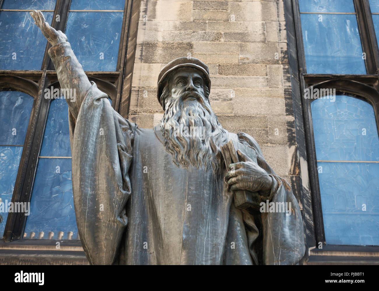 Statue de John Knox à New College, Université d'Édimbourg, Écosse, Royaume-Uni Banque D'Images