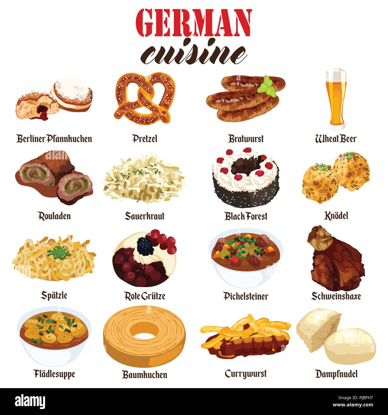 Un vecteur illustration de la nourriture allemande traditionnelle Illustration de Vecteur