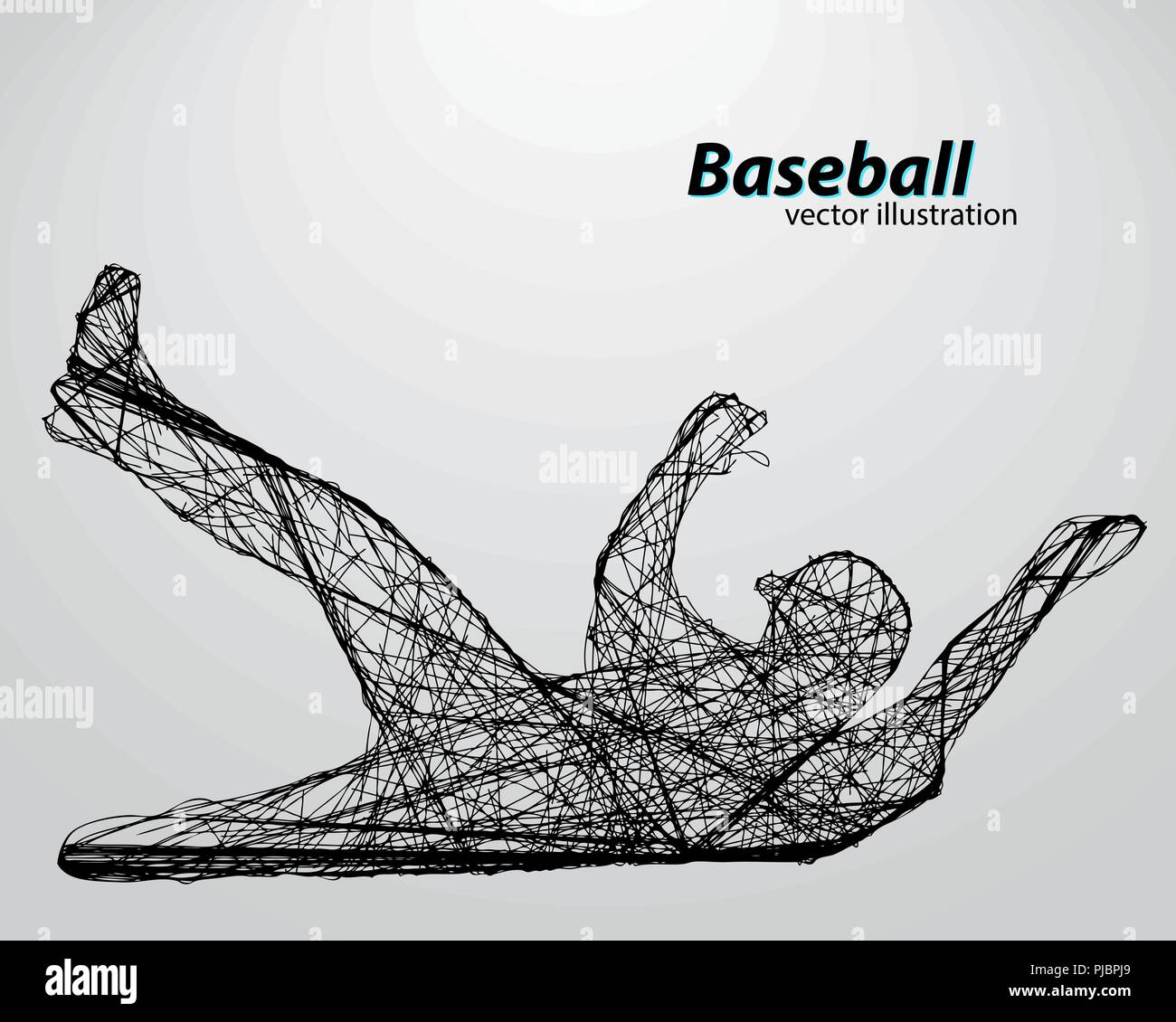 Silhouette d'un joueur de baseball. Le texte sur un calque séparé, la couleur peut être changée en un clic Illustration de Vecteur