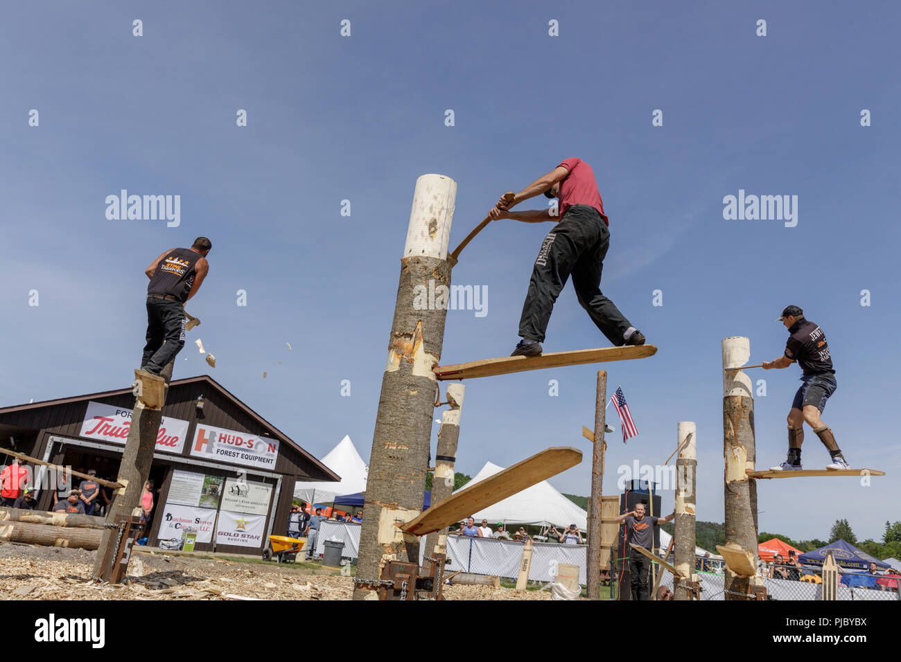 Concours de bûcherons de Cherry Valley, jeux de plein air, Otsego County, État de New York. Banque D'Images