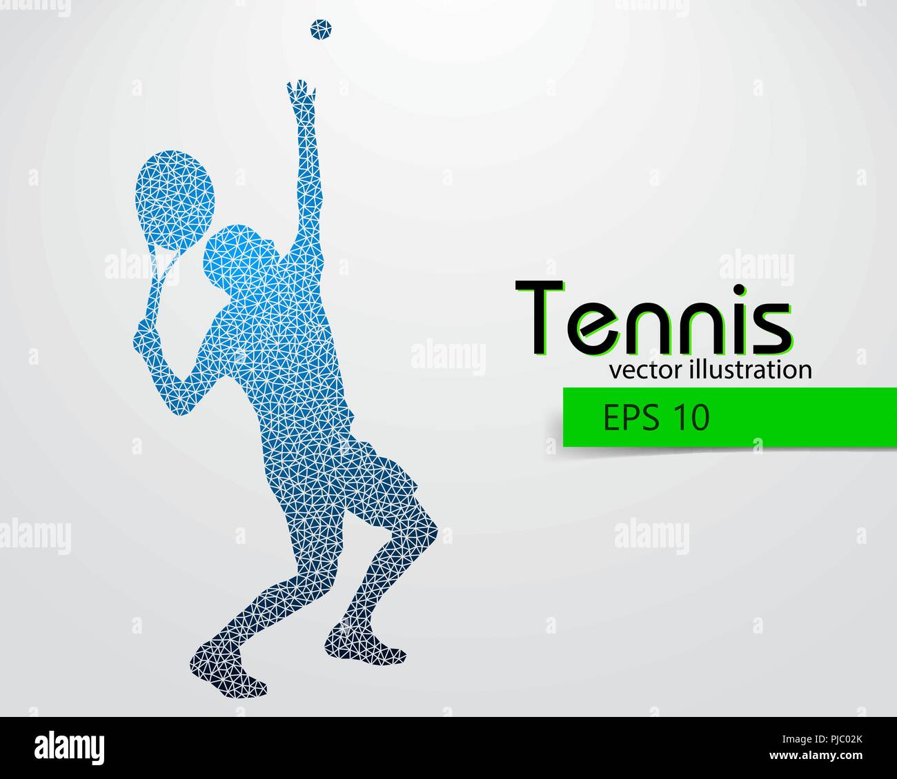 Silhouette d'un joueur de tennis à partir de triangles. Le texte et le fond sur un calque séparé, la couleur peut être changée en un clic. Illustration de Vecteur