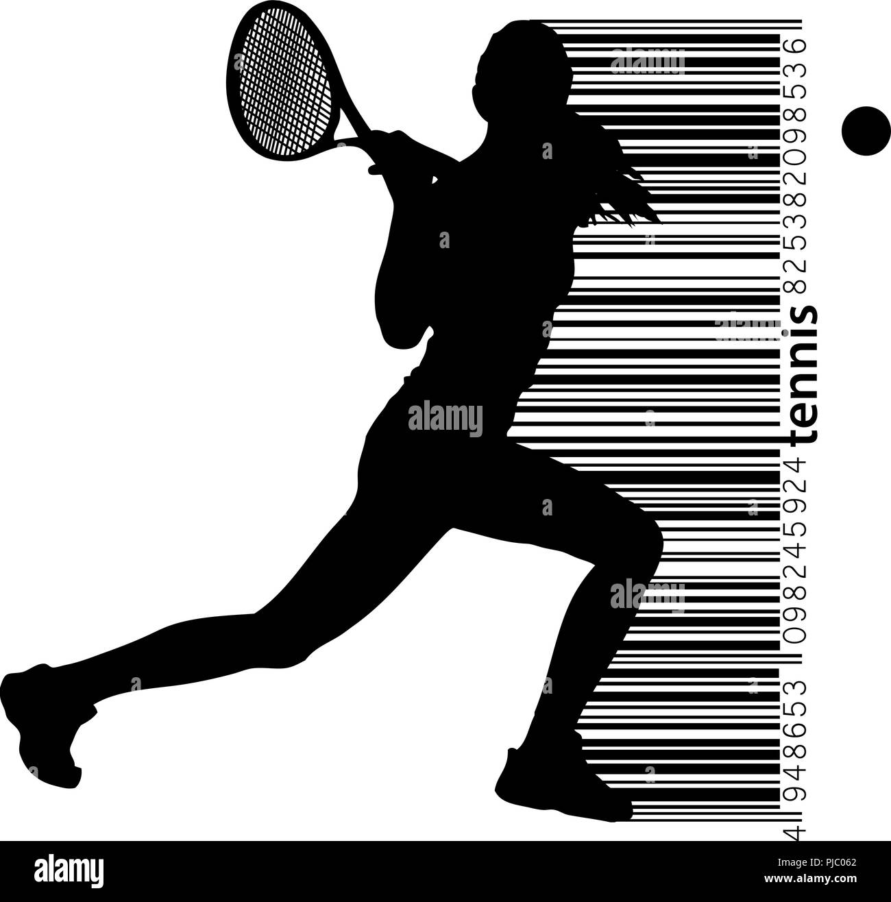 Silhouette d'un joueur de tennis. Le texte et le fond sur un calque séparé, la couleur peut être changée en un clic. Illustration de Vecteur