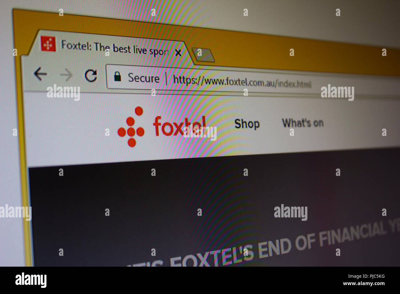 Page d'accueil du site Web de Foxtel Banque D'Images