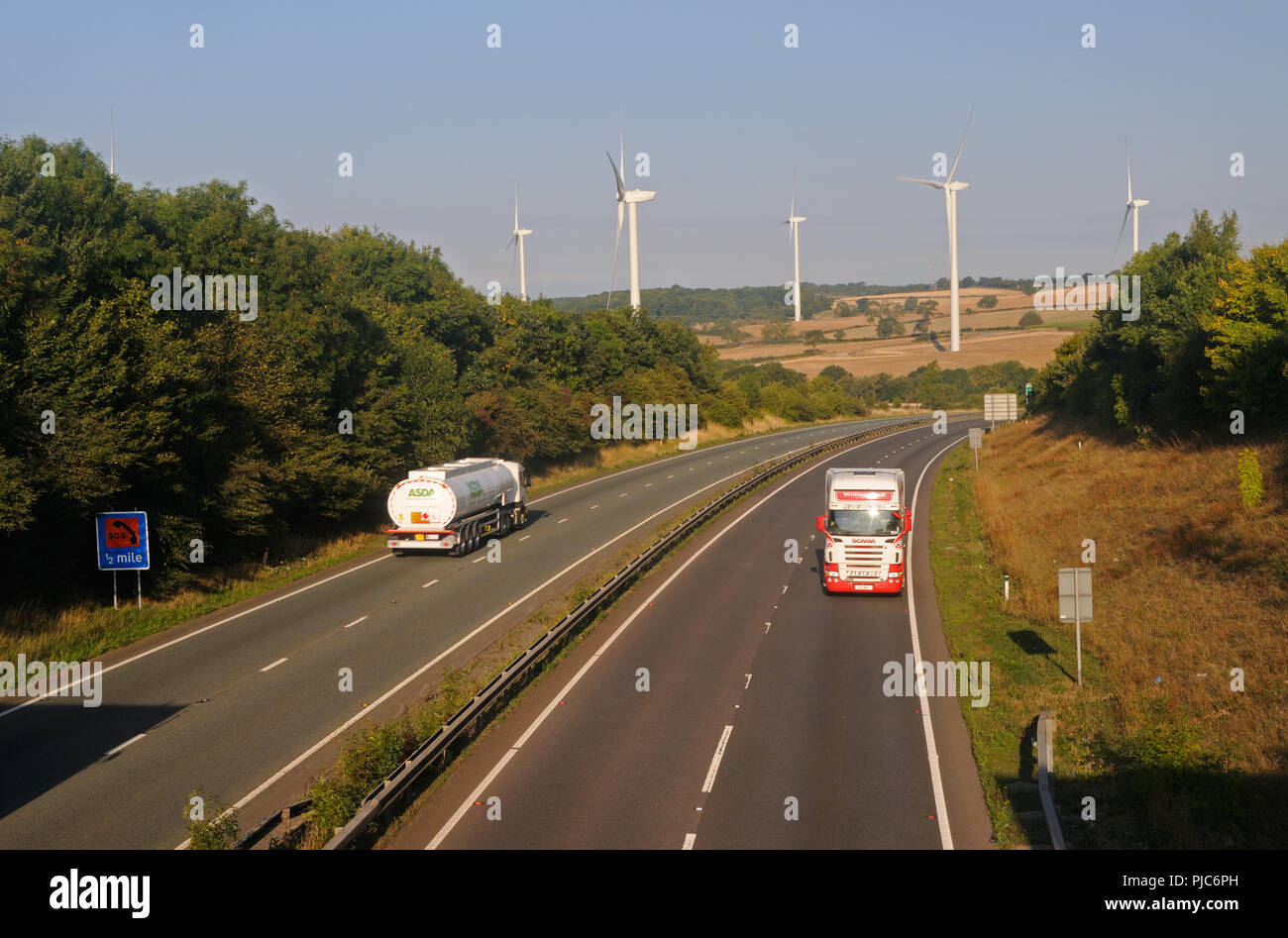 La route nationale de l'A14 près de Kelmarsh, Northamptonshire, Angleterre Banque D'Images