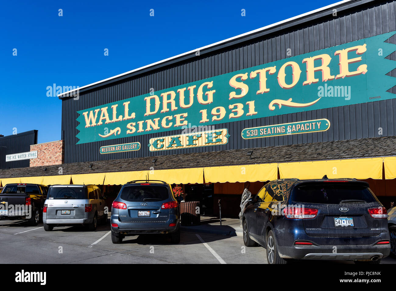 Wall Drug, une importante société américaine de piège à touristes en mur, le Dakota du Sud Banque D'Images