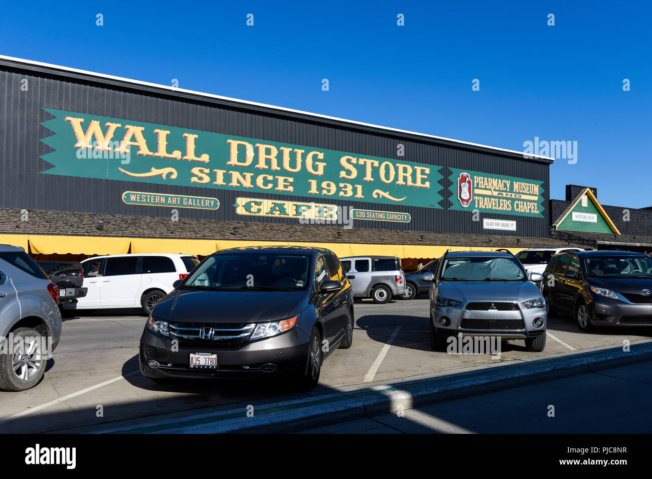 Wall Drug, une importante société américaine de piège à touristes en mur, le Dakota du Sud Banque D'Images