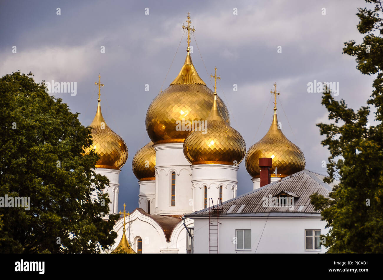 Dômes de la cathédrale de l'Assomption - Iaroslavl, Russie Banque D'Images