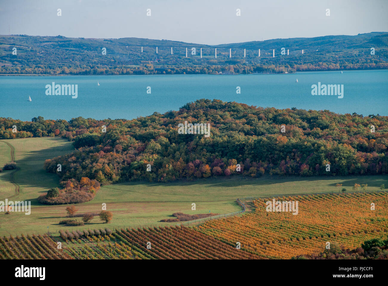 Vue aérienne de Tihany au lac Balaton en Hongrie Banque D'Images