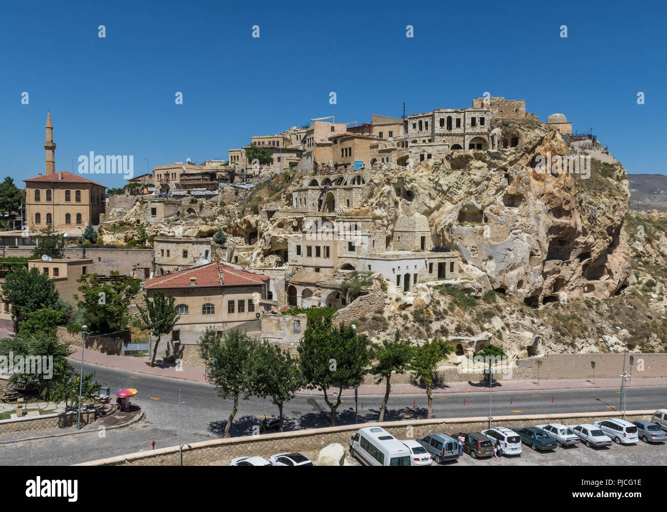 Site du patrimoine mondial de l'Unesco, la Cappadoce est célèbre pour ses cheminées de fées, des églises et des châteaux sculptés dans la roche, et un patrimoine unique Banque D'Images