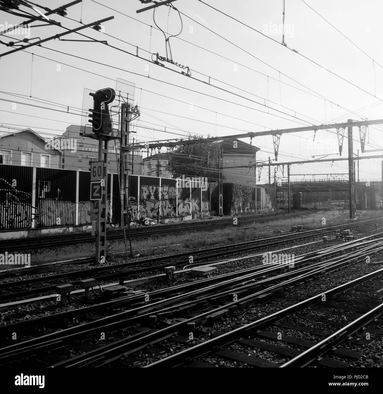 Voyageant en train, en région Rhône-Alpes, France Banque D'Images