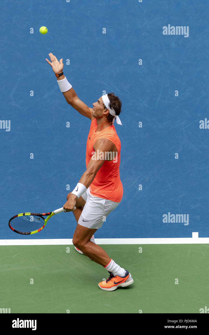 Rafael Nadal (ESP) de la compétition à l'US Open de Tennis 2018. Banque D'Images