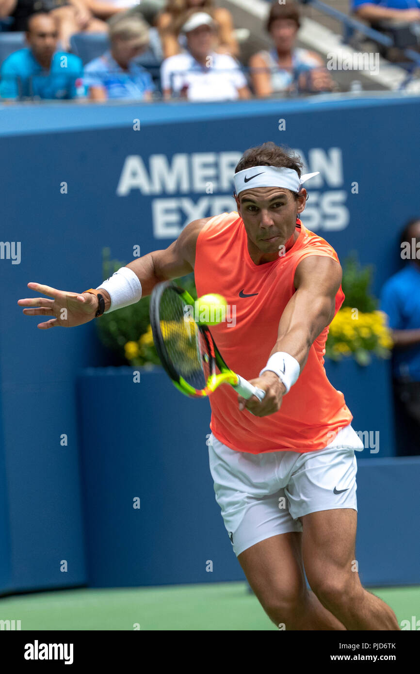 Rafael Nadal (ESP) de la compétition à l'US Open de Tennis 2018. Banque D'Images