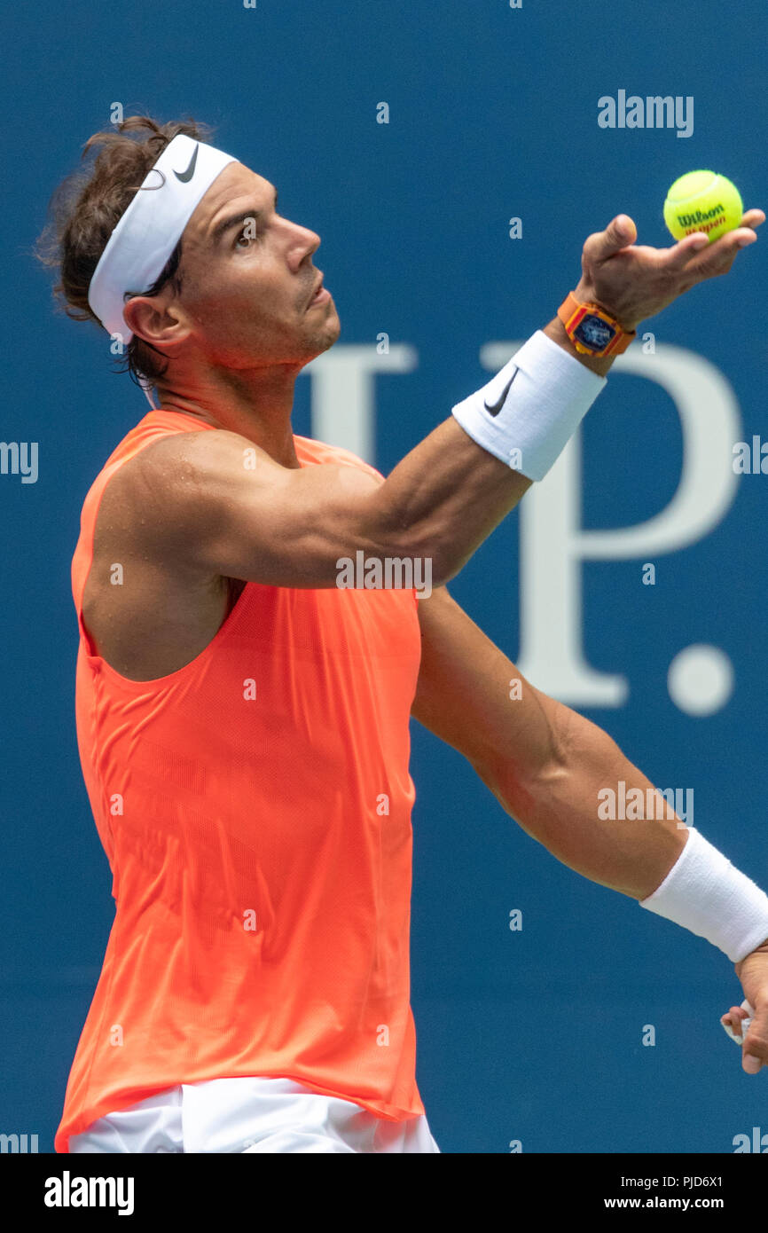 Rafael Nadal (ESP) de la compétition à l'US Open de Tennis 2018. Banque D'Images
