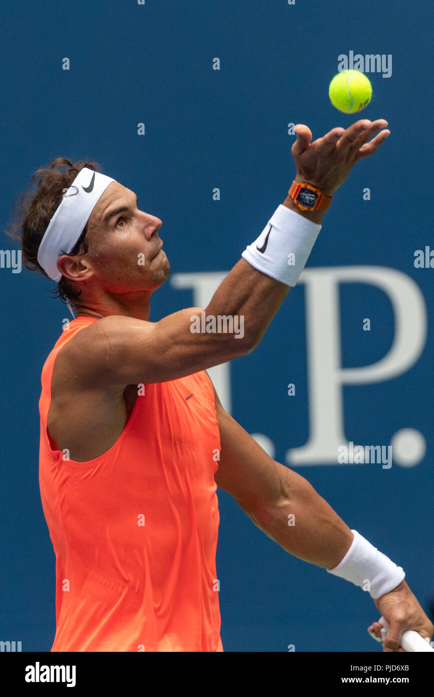 Rafael Nadal (ESP) de la compétition à l'US Open de Tennis 2018. Banque D'Images