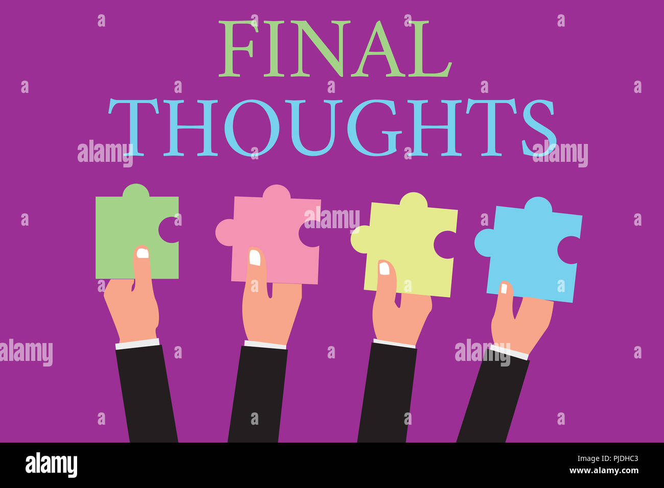 Texte de l'écriture écrit Réflexions. Conclusion L'analyse de sens Concept Dernière Recommandations Finale de idée. Banque D'Images