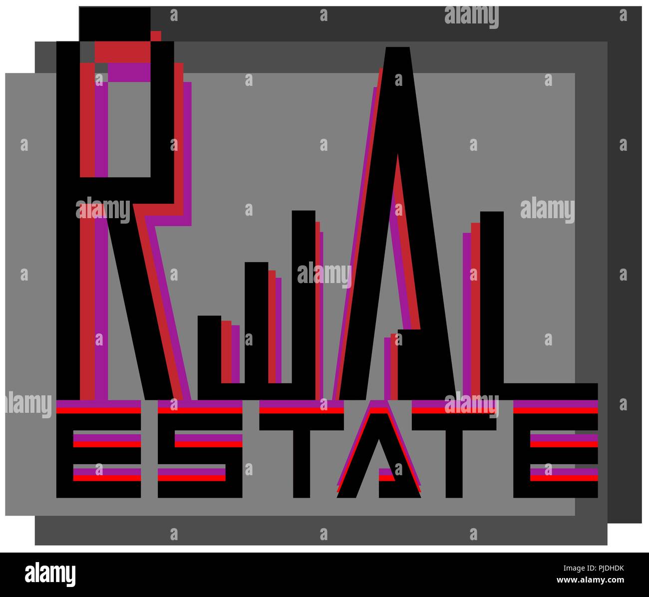 Logo typographique d'une agence immobilière dans un contexte de nuances de gris Illustration de Vecteur