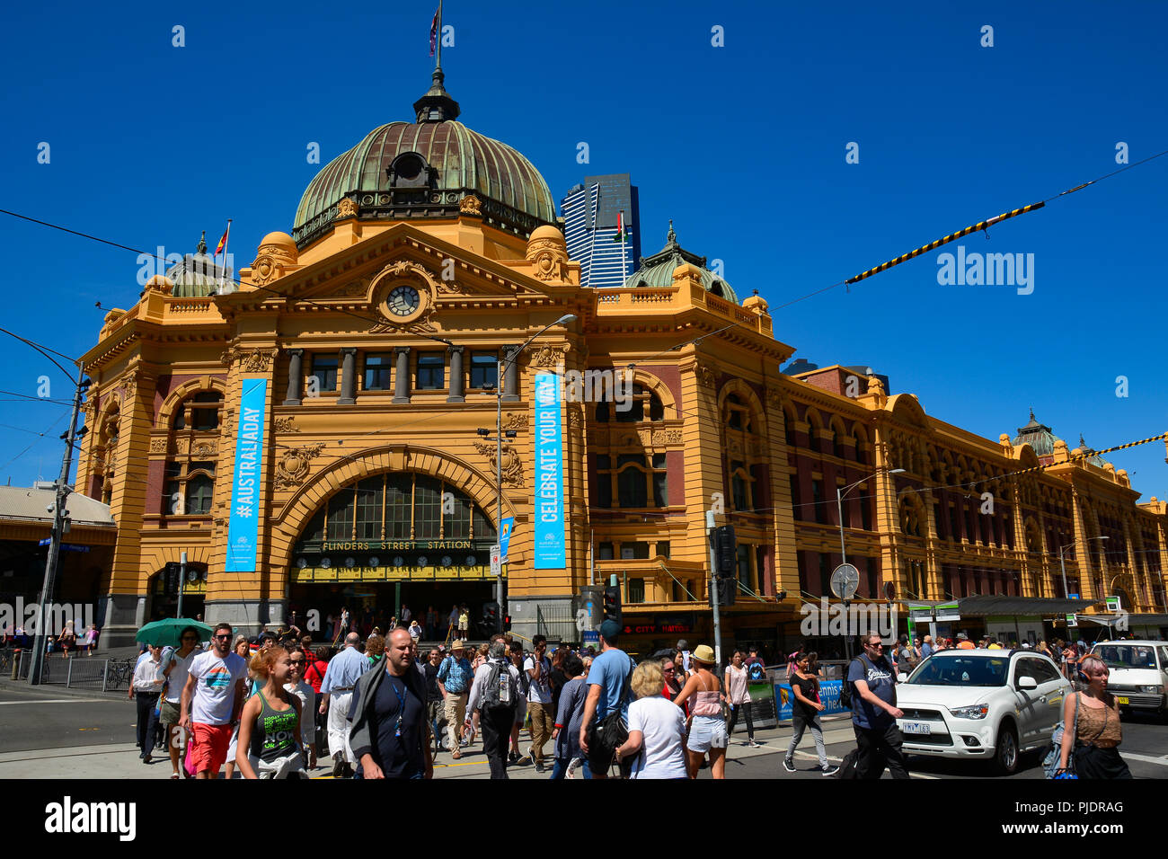 La gare de Flinders Street, le plus célèbre monument à Melbourne, Australie Banque D'Images