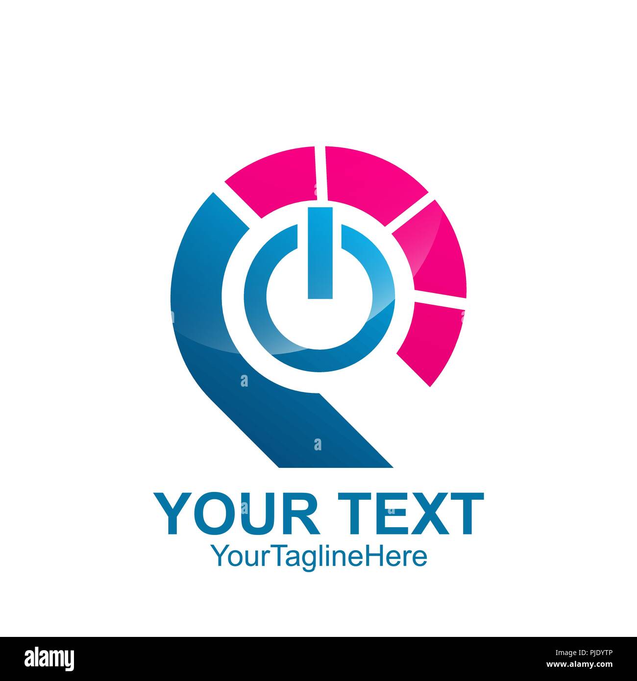Lettre initiale P couleur modèle logo bleu rose bouton d'alimentation pour l'entreprise de conception et de l'identité de l'entreprise Illustration de Vecteur