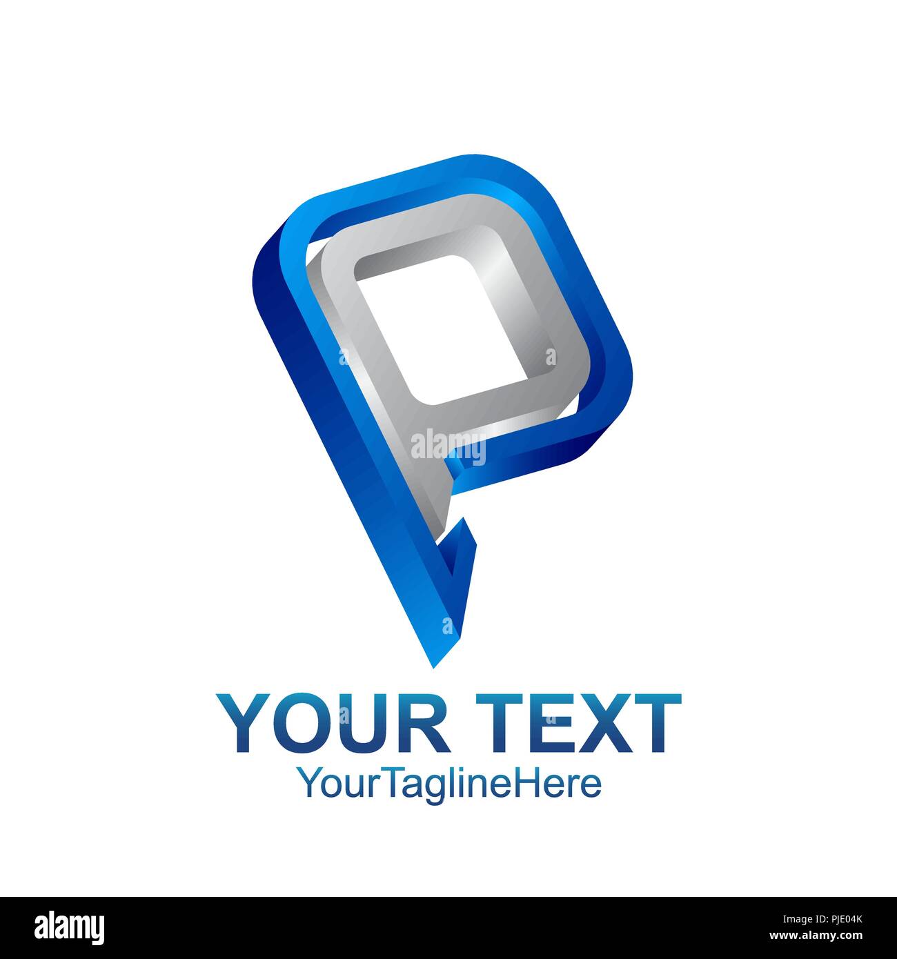 Lettre initiale P ou PP de couleur bleu argent modèle logo design pour les entreprises et l'identité de l'entreprise Illustration de Vecteur