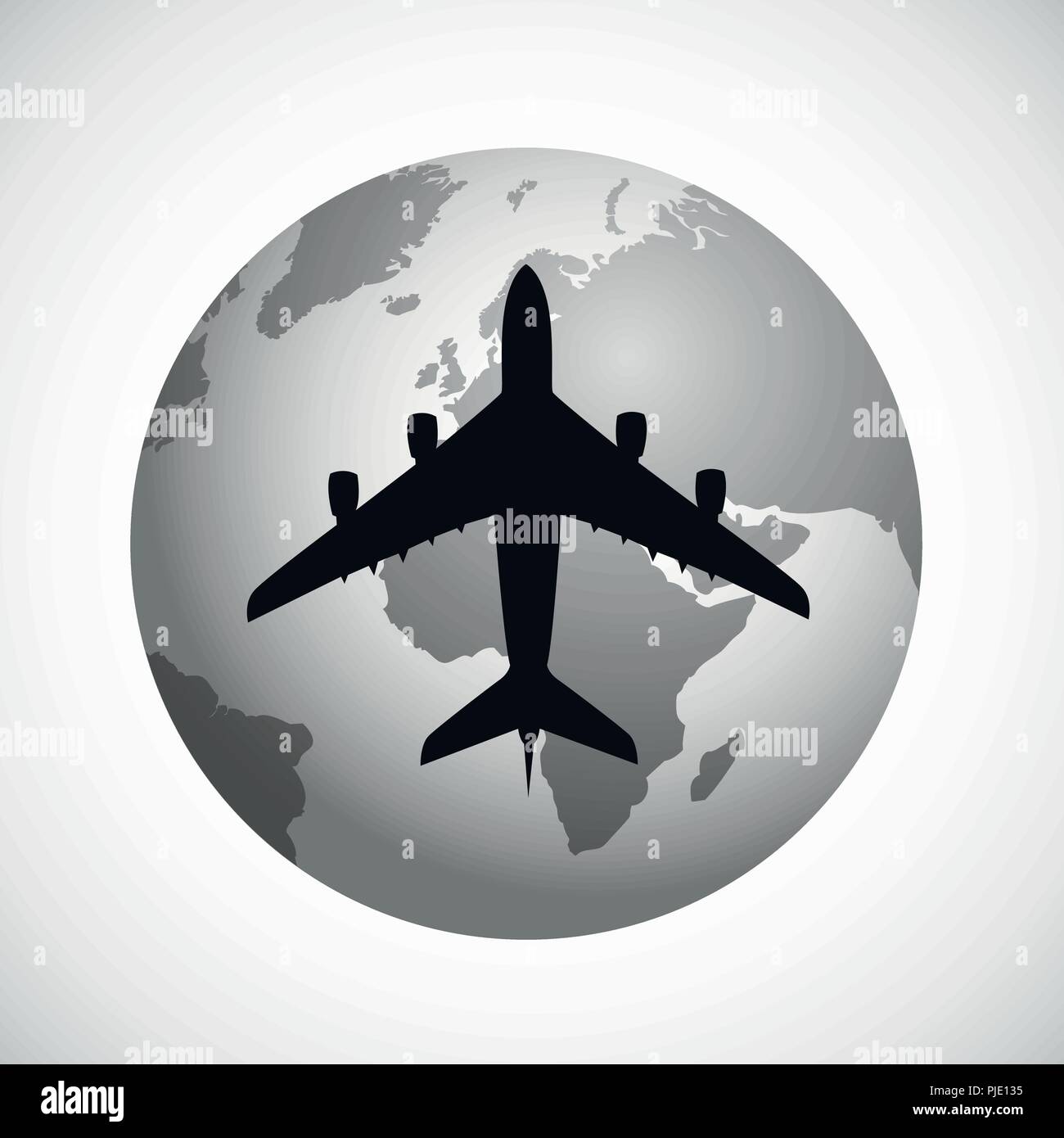 Silhouette d'avion voler autour du globe illustration vecteur EPS10 Illustration de Vecteur