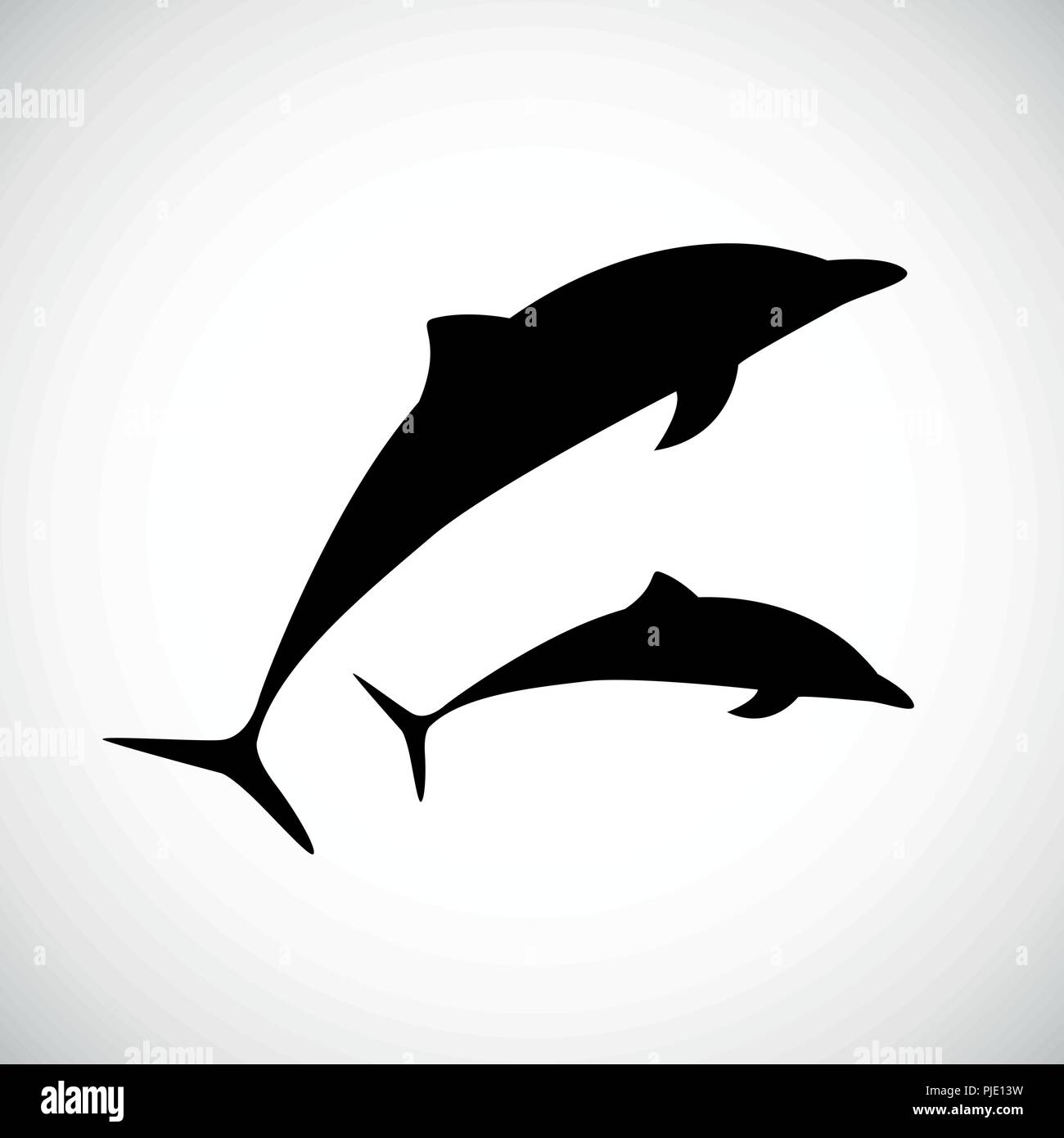 Deux dauphins saute silhouette vector illustration EPS10 Illustration de Vecteur