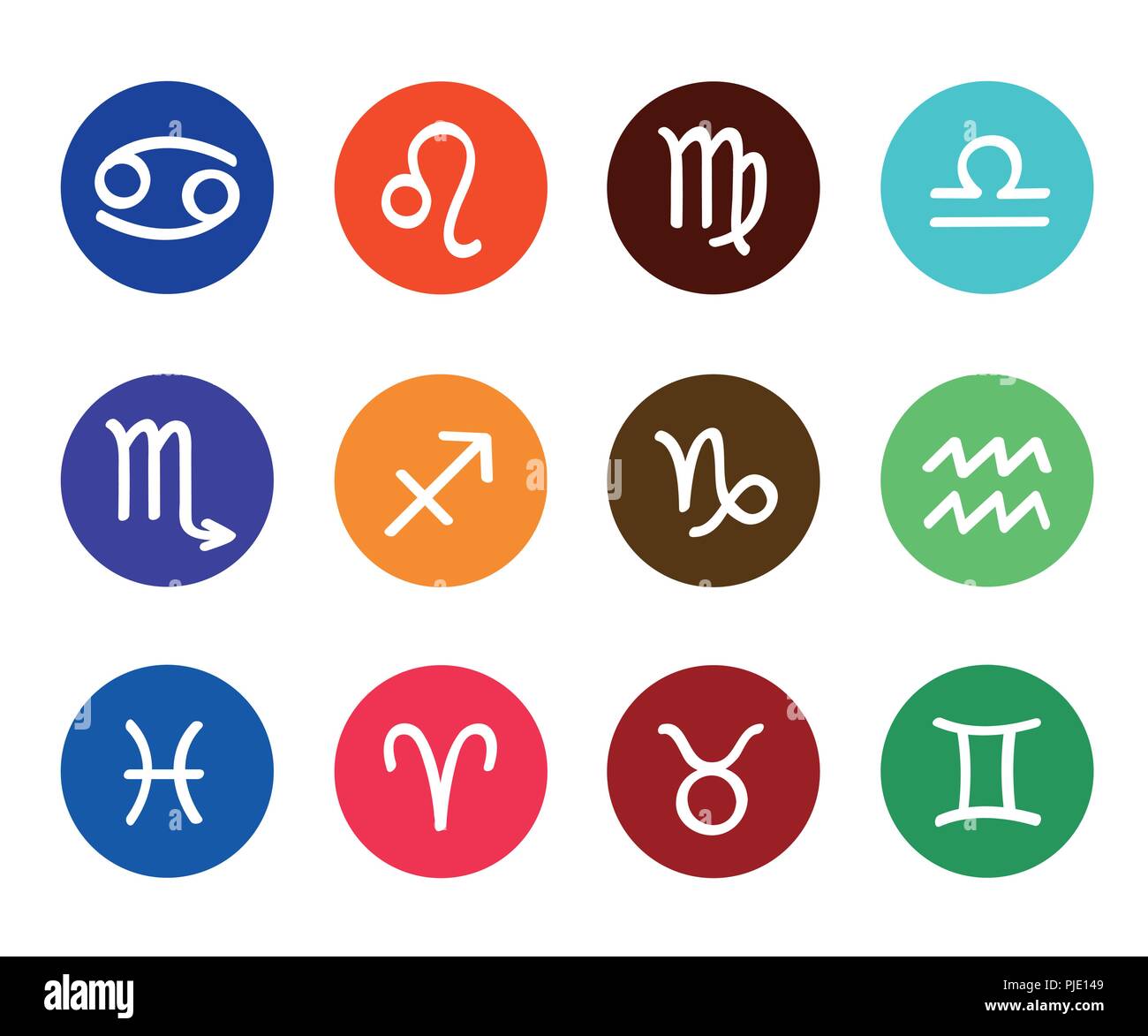 Ronde colorée signe astrologique horoscope illustration vecteur EPS10 Illustration de Vecteur