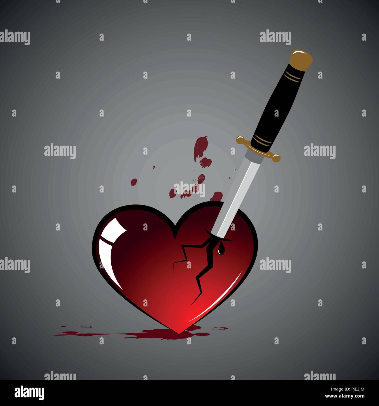 Cœur brisé avec le sang et dagger vector illustration EPS10 Illustration de Vecteur