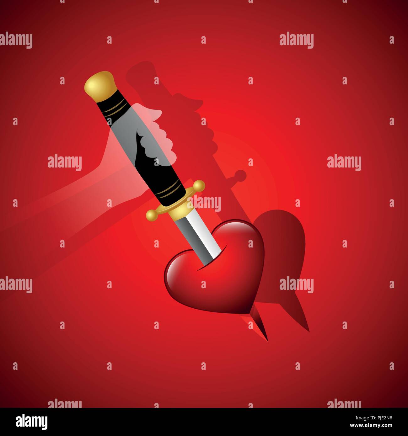 Cœur brisé avec le sang et dagger ghost part EPS10 vector illustration Illustration de Vecteur