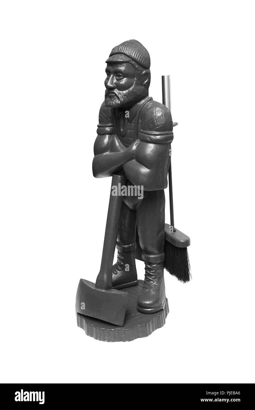 Set pour la cheminée. Figurine décorative axeman. Isolé sur fond blanc Banque D'Images