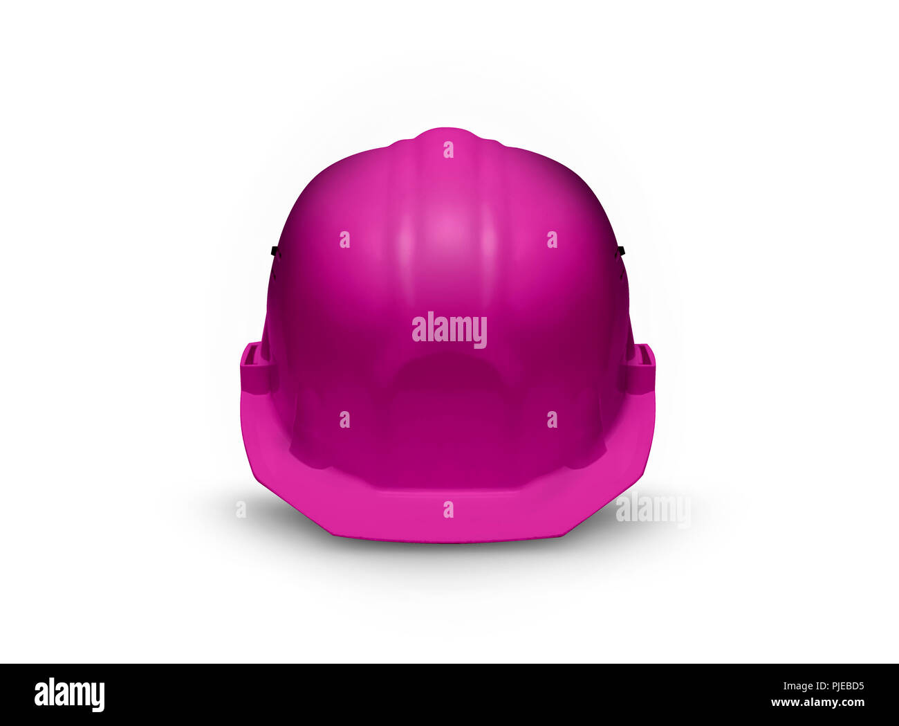 Casque de sécurité en plastique rose isolé sur fond blanc Banque D'Images