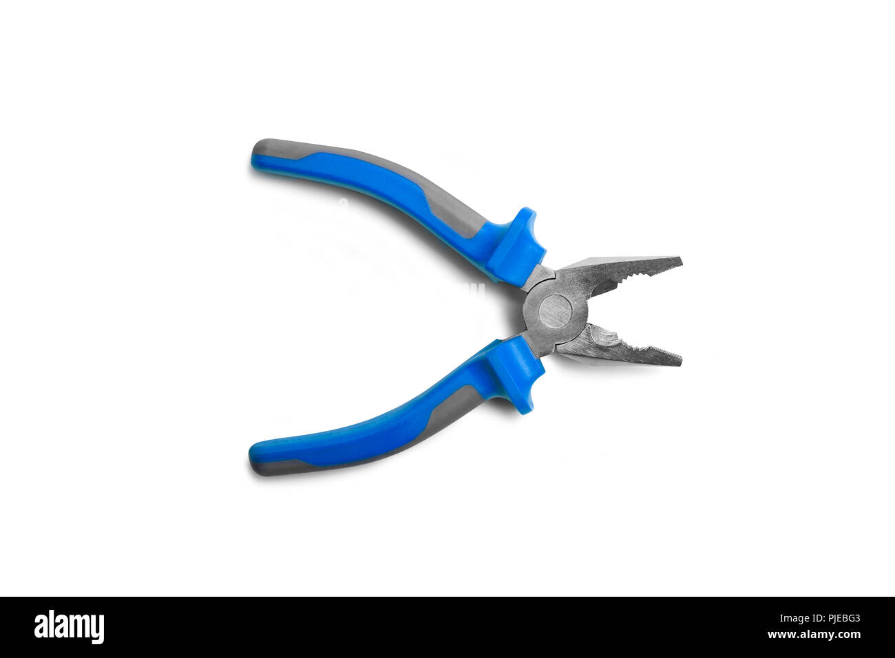 Outils pinces couleur bleu et gris isolated on white Banque D'Images