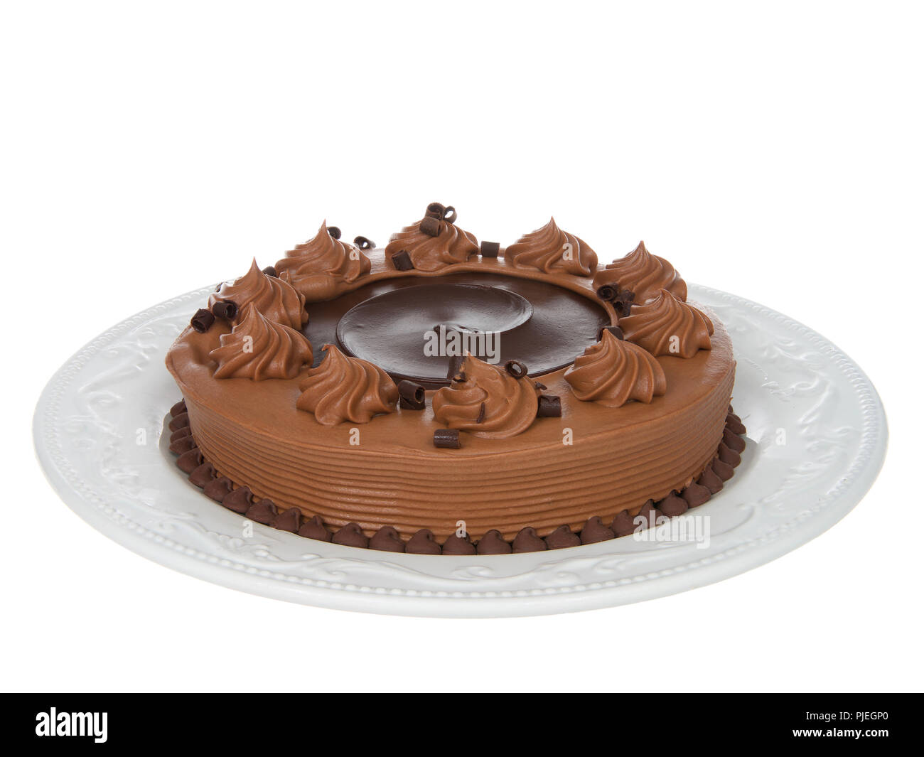 Gateau Au Chocolat Fait Maison Avec Fondant Au Chocolat Sur Le Dessus Sur Une Assiette De Porcelaine Blanc Isole Sur Fond Blanc Photo Stock Alamy