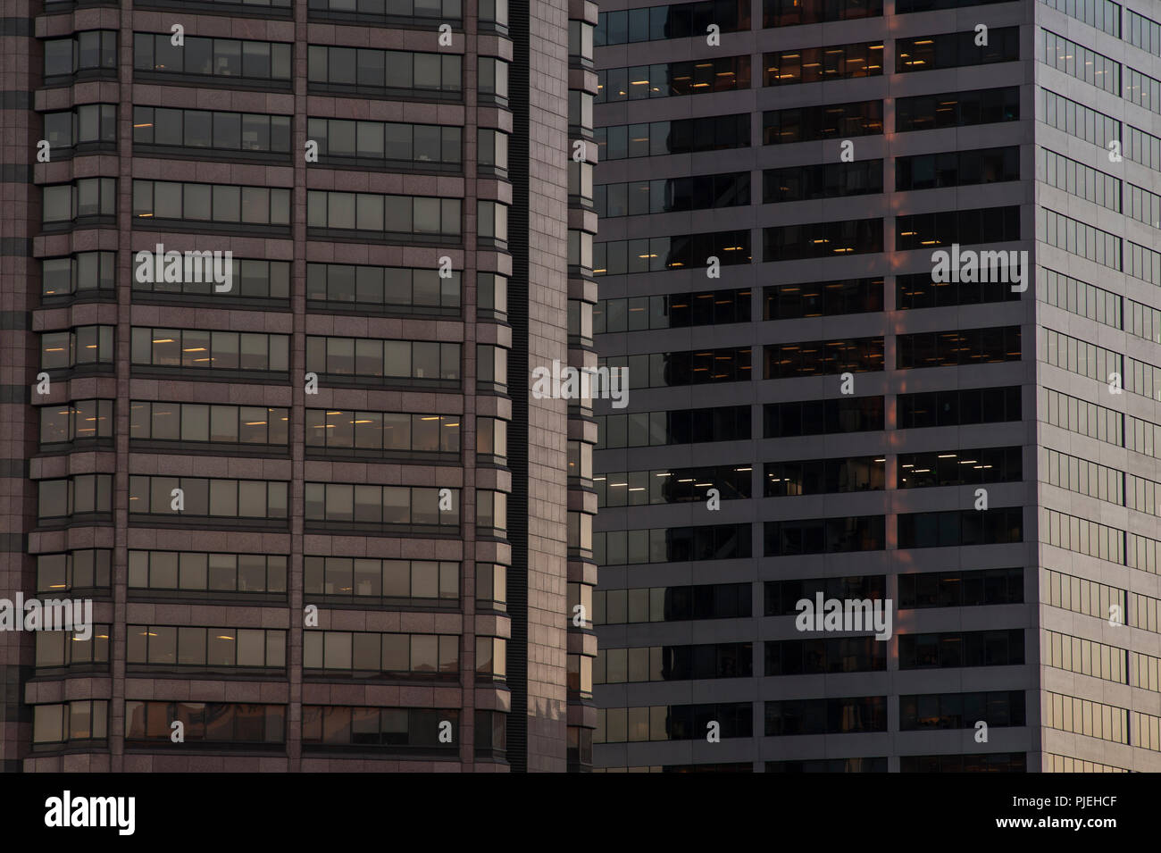 Centre-ville de Seattle avec abstract close-up de la façade de l'immeuble. Banque D'Images