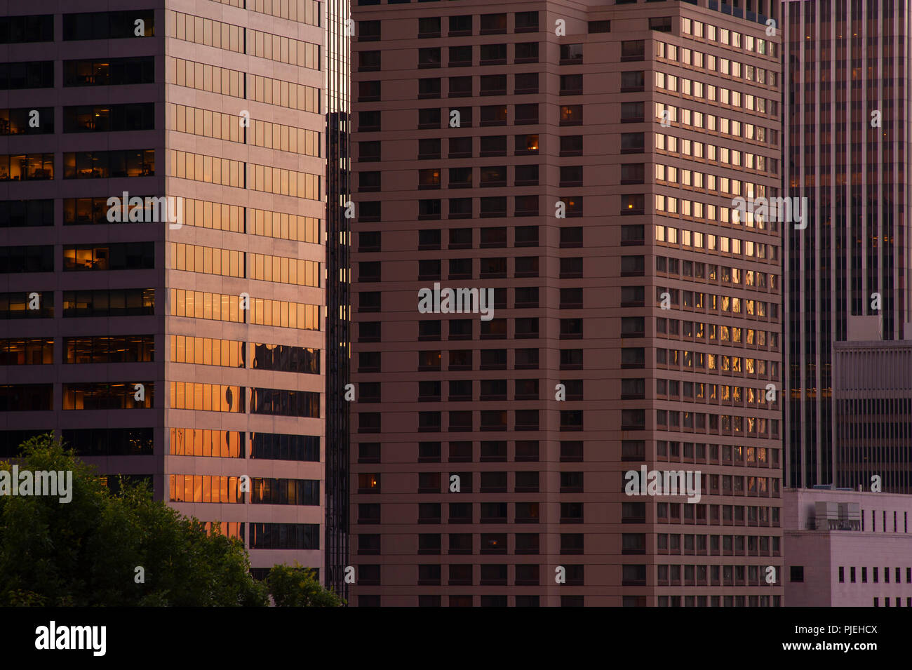 Centre-ville de Seattle avec abstract close-up de la façade de l'immeuble. Banque D'Images