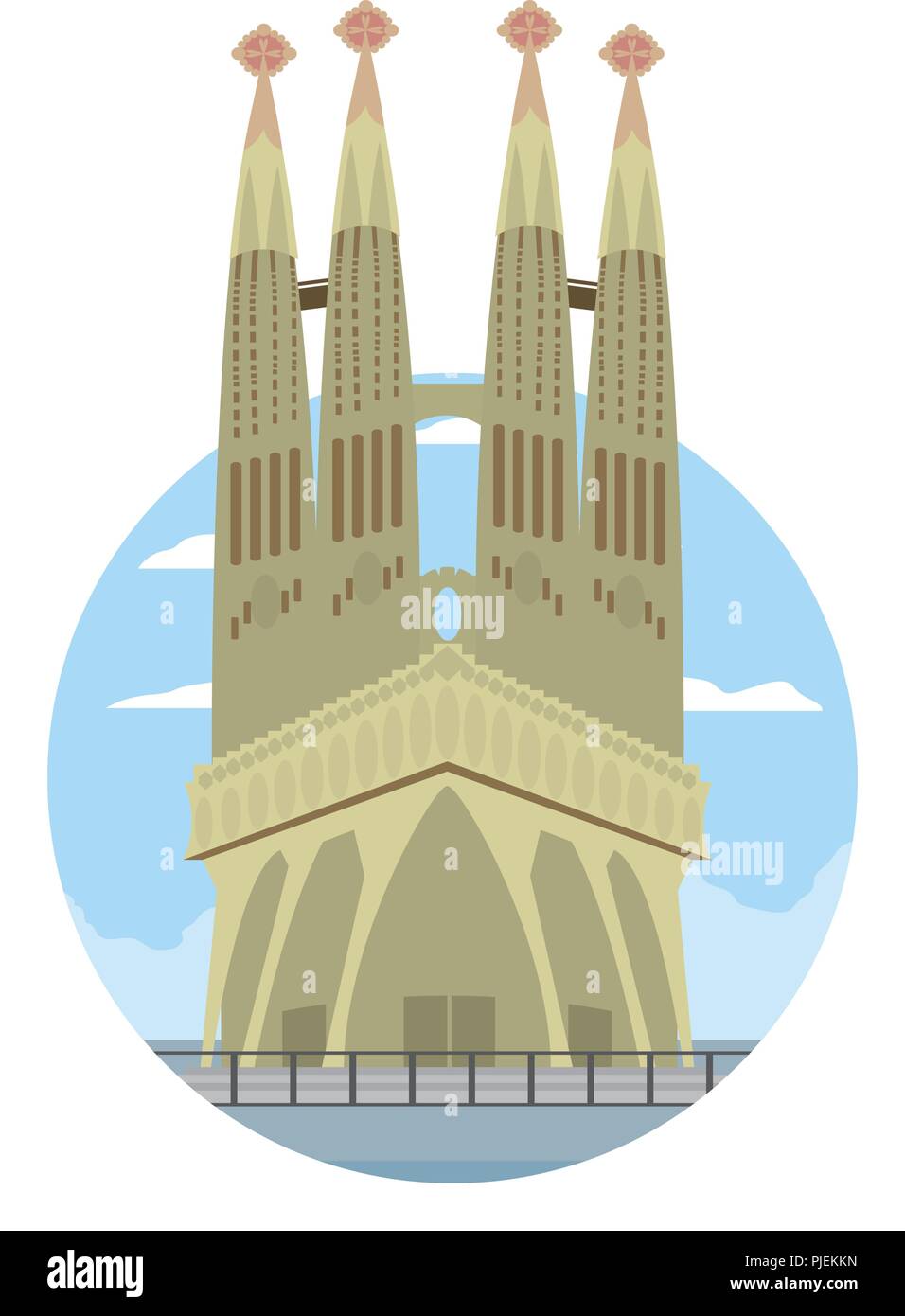 Tour de la Sagrada Familia à Barcelone et du paysage Illustration de Vecteur