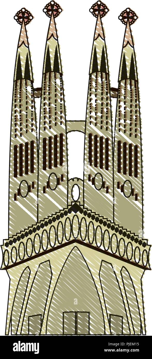 Doodle Sagrada Familia de Barcelone Sky tower Illustration de Vecteur