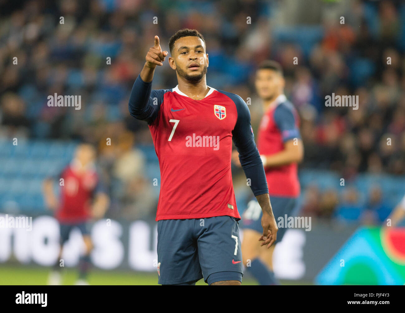 Norvège, Oslo - septembre 6, 2018. Joshua King (7) de la Norvège vu pendant le match de football de l'UEFA Ligue des Nations Unies entre la Norvège et de Chypre à l'Ullevaal Stadion. (Photo crédit : Gonzales Photo - Jan-Erik Eriksen). Gonzales : Crédit Photo/Alamy Live News Banque D'Images