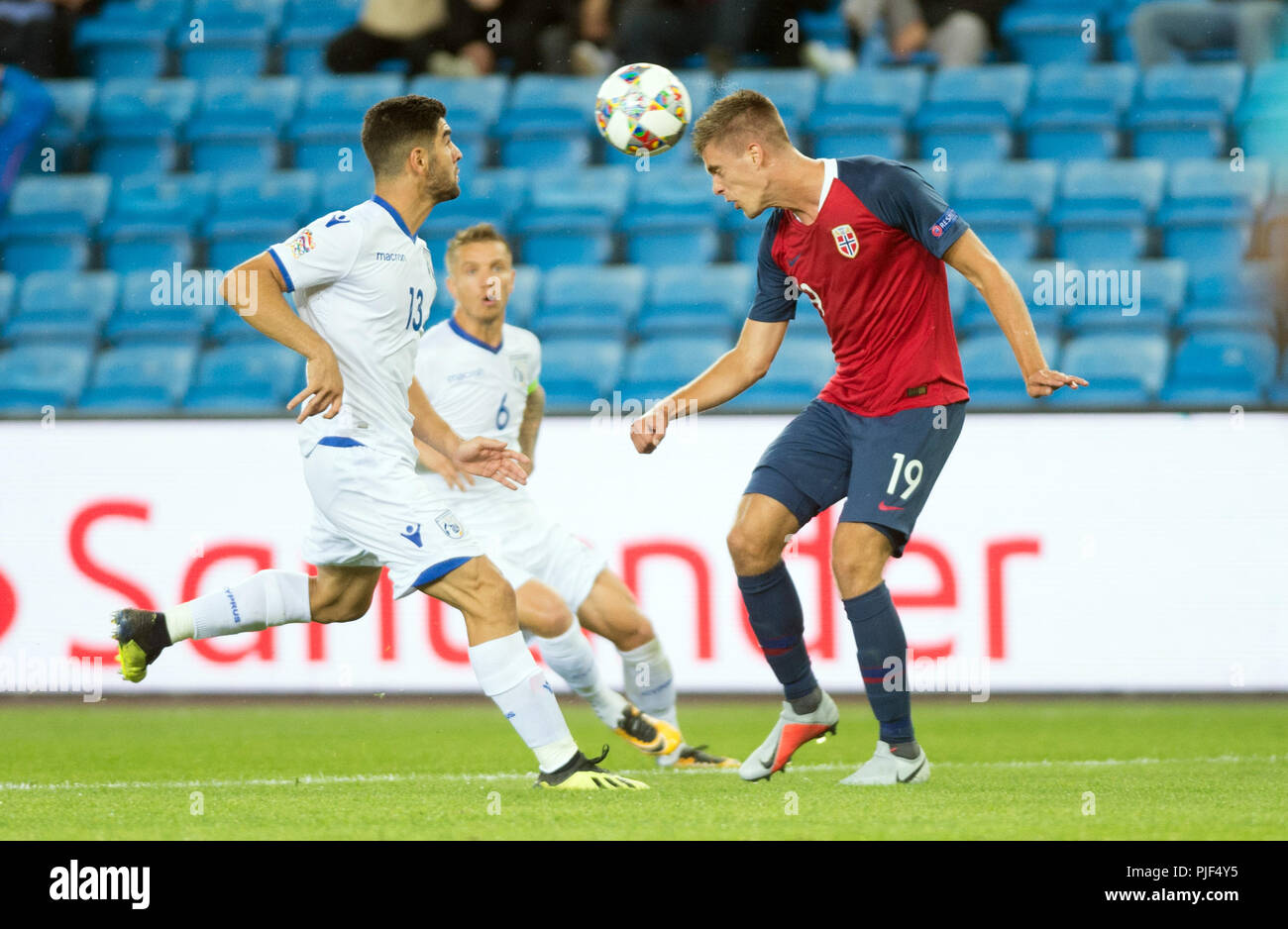 Norvège, Oslo - septembre 6, 2018. Markus Henriksen (19) de la Norvège vu pendant le match de football de l'UEFA Ligue des Nations Unies entre la Norvège et de Chypre à l'Ullevaal Stadion. (Photo crédit : Gonzales Photo - Jan-Erik Eriksen). Gonzales : Crédit Photo/Alamy Live News Banque D'Images
