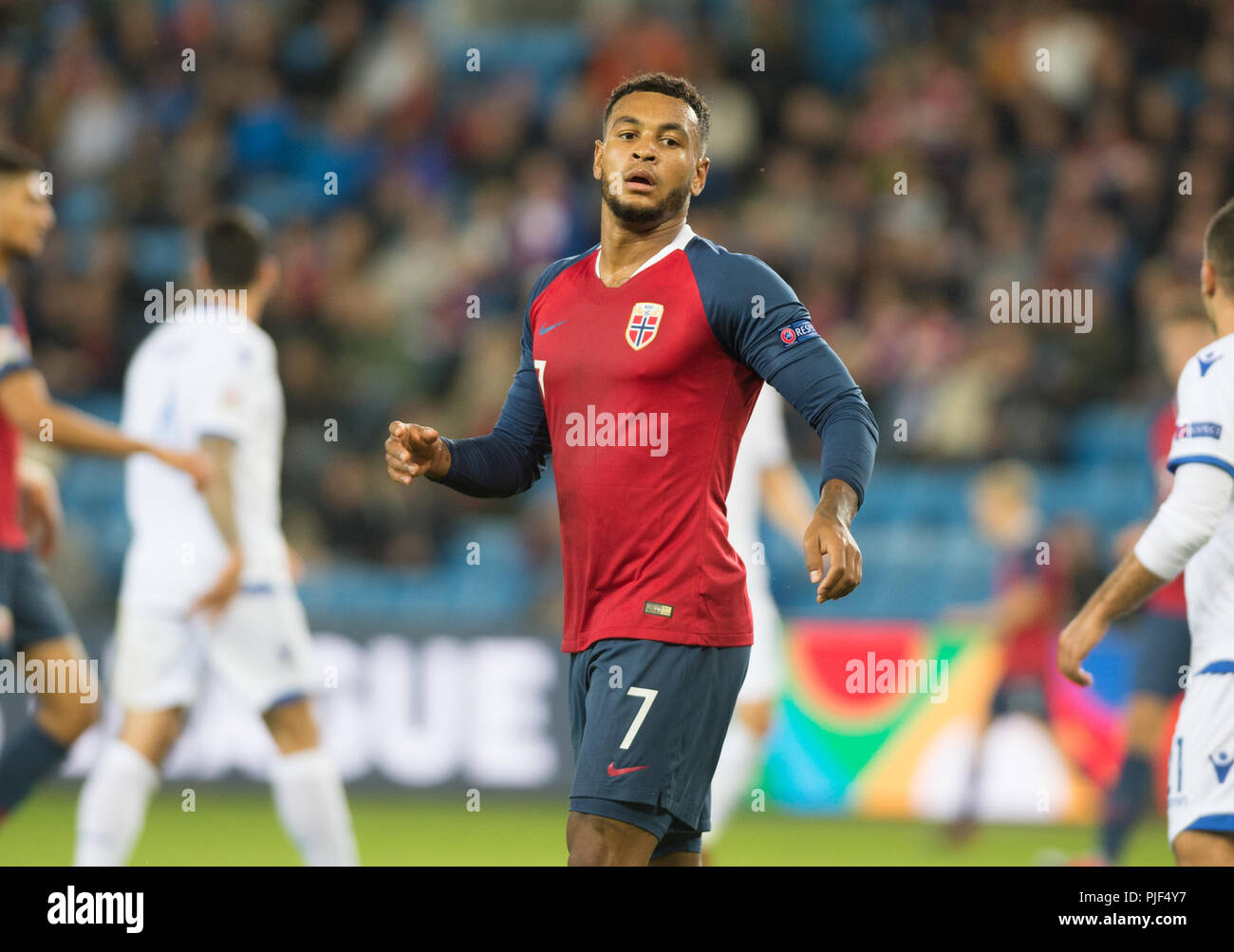 Norvège, Oslo - septembre 6, 2018. Joshua King (7) de la Norvège vu pendant le match de football de l'UEFA Ligue des Nations Unies entre la Norvège et de Chypre à l'Ullevaal Stadion. (Photo crédit : Gonzales Photo - Jan-Erik Eriksen). Gonzales : Crédit Photo/Alamy Live News Banque D'Images