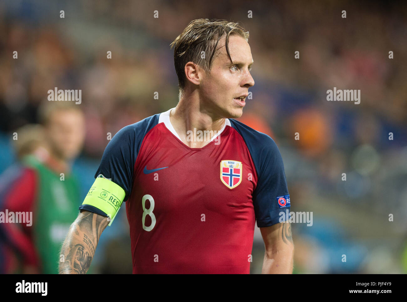 Norvège, Oslo - septembre 6, 2018. Stefan Johansen (8) de la Norvège vu pendant le match de football de l'UEFA Ligue des Nations Unies entre la Norvège et de Chypre à l'Ullevaal Stadion. (Photo crédit : Gonzales Photo - Jan-Erik Eriksen). Gonzales : Crédit Photo/Alamy Live News Banque D'Images