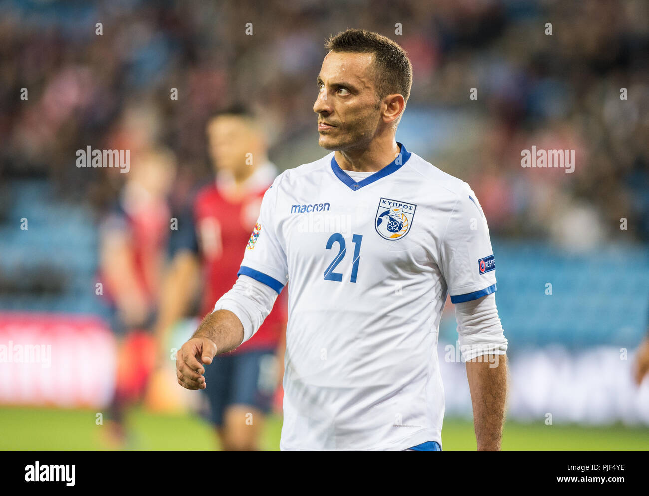 Norvège, Oslo - 6 juin 2018. Giorgos Vasiliou (21) de Chypre voit pendant le match de football de l'UEFA Ligue des Nations Unies entre la Norvège et de Chypre à l'Ullevaal Stadion. (Photo crédit : Gonzales Photo - Jan-Erik Eriksen). Gonzales : Crédit Photo/Alamy Live News Banque D'Images