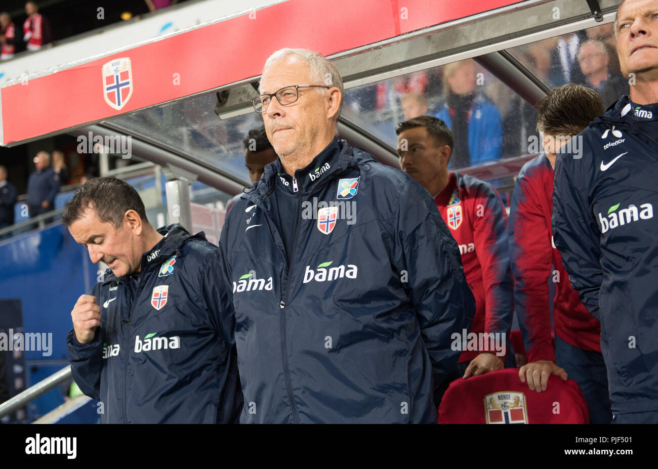 Norvège, Oslo - septembre 6, 2018. Gestionnaire national de Norvège, Lars Lagerbäck, vu au cours de l'UEFA Ligue Nations match de football entre la Norvège et de Chypre à l'Ullevaal Stadion. (Photo crédit : Gonzales Photo - Jan-Erik Eriksen). Gonzales : Crédit Photo/Alamy Live News Banque D'Images