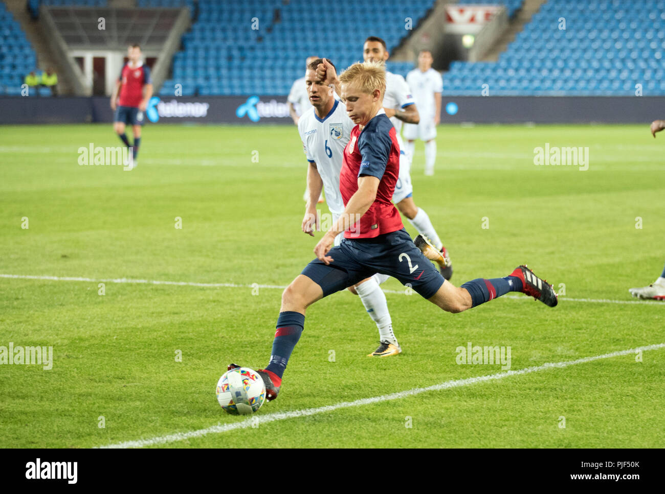 Norvège, Oslo - septembre 6, 2018. Birger Meling (2) de la Norvège vu pendant le match de football de l'UEFA Ligue des Nations Unies entre la Norvège et de Chypre à l'Ullevaal Stadion. (Photo crédit : Gonzales Photo - Jan-Erik Eriksen). Gonzales : Crédit Photo/Alamy Live News Banque D'Images