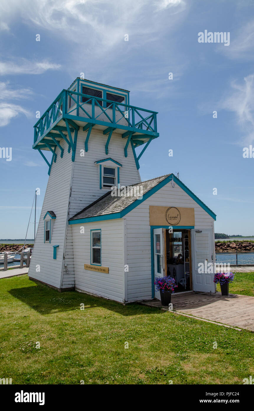 Boutique phare à Spinnaker's Landing à Summerside, Prince Edward Island. Banque D'Images